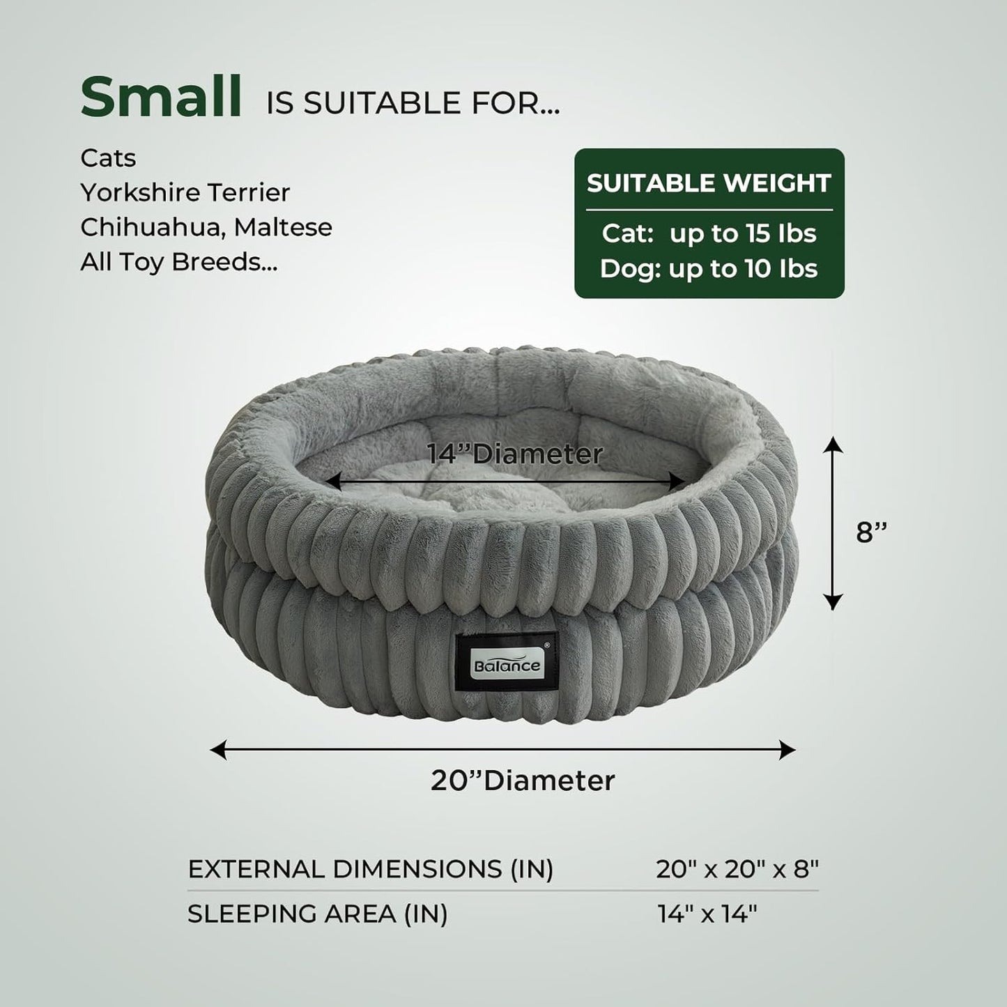 BALANCE Cat Bed Kitten Bed, Washable Round Cat Beds for Indoor Cats, Super Soft Plush Faux Fur Pet Bed for Puppy and Kitten with Anti-Slip Bottom - Pet Explorer