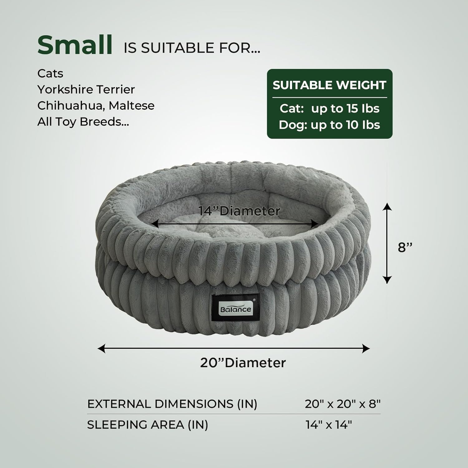 BALANCE Cat Bed Kitten Bed, Washable Round Cat Beds for Indoor Cats, Super Soft Plush Faux Fur Pet Bed for Puppy and Kitten with Anti-Slip Bottom - Pet Explorer