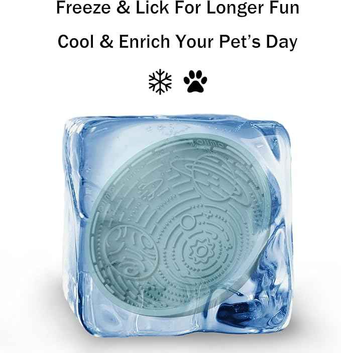 OHMO Slow Feeder Bowl Lick Mat for Dogs(Light Blue, 6.3") Interactive Soft Silicone w/Wobbly & Stable Galaxy Design, Reduces Pet Boredom Anxiety, Easy Clean