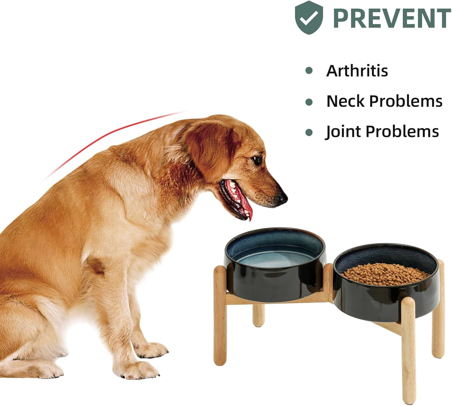 Ceramic 8.2inch Raised Dog Bowl with Stand for Large- Breed Dogs, Pet Food and Water Feeder (Double Bowl with Stand - Starry Sky) - Pet Explorer