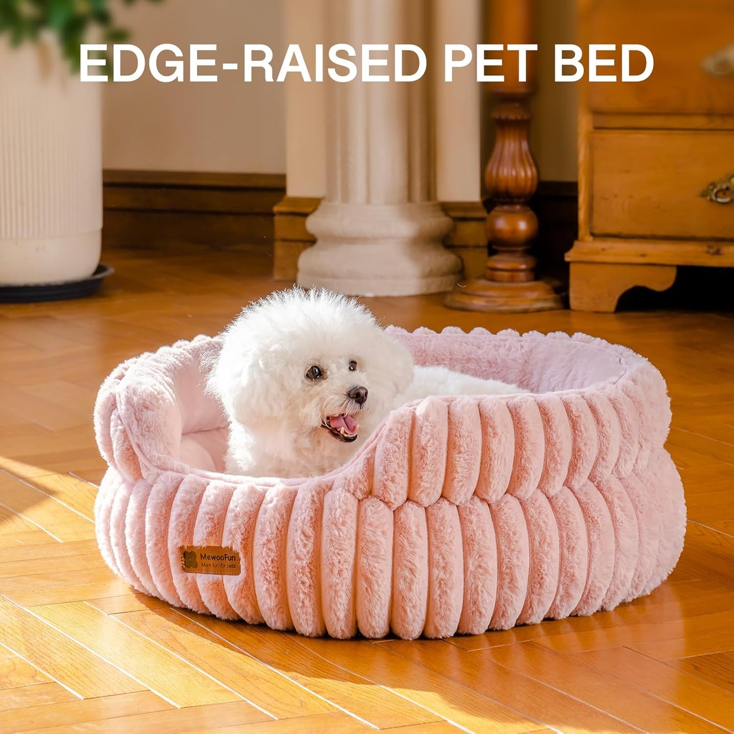 MEWOOFUN Dog Bed for Medium Dogs, Washable Large Cat Beds for Indoor Cats, Donut Pet Bed for Dogs and Cats with Anti-Slip Bottom (Pink, 27"x27"x10") - Pet Explorer