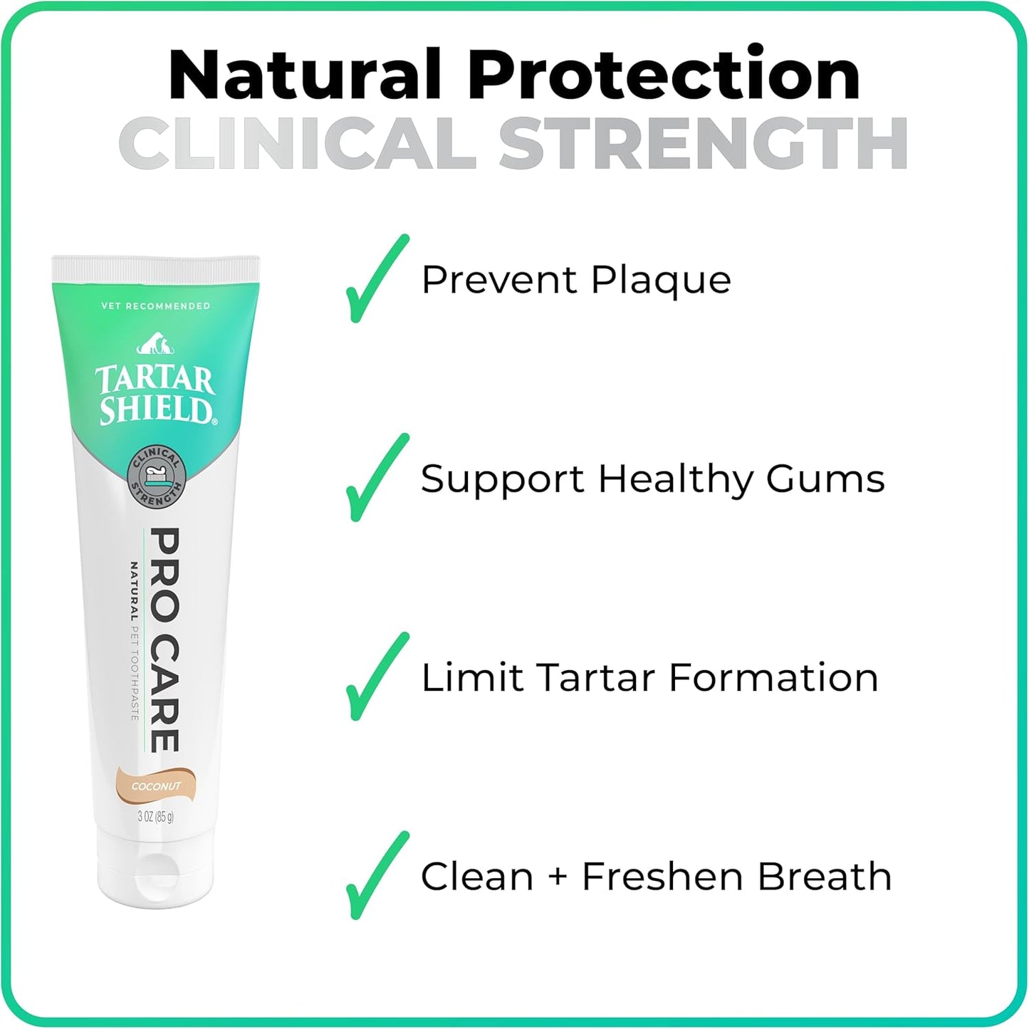 Tartar Shield Pro Care – Natural Enzymatic Pet Toothpaste Kit – Protects Against Plaque & Tartar - Freshens Breath & Removes Stains – Cleans Teeth and Gums – for Dogs & Cats - Coconut Flavor, 3 Oz. - Pet Explorer