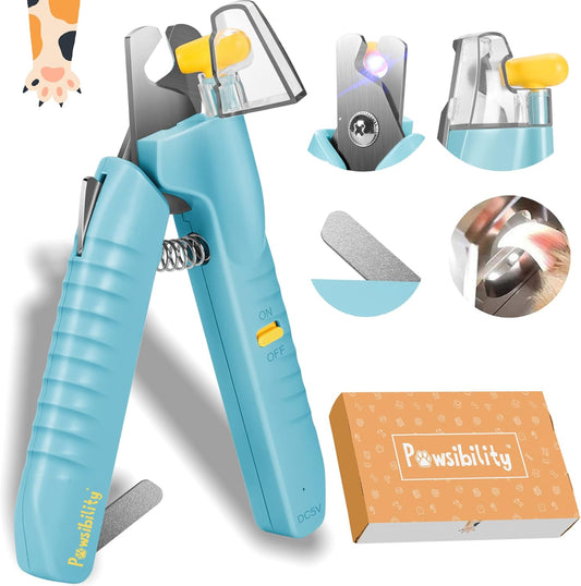 Reinvented Pet Nail Clippers for Your Pal - USB Rechargeable LED Light for Bloodline | Razor Sharp and Durable Blade | Vets Recommended Trimming Tool for Dogs and Cats