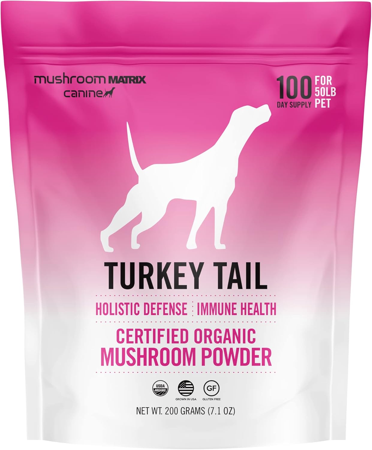 Om Mushroom Matrix Turkey Tail Mushroom Pet Supplement Powder, Provides Immunity Support & Holistic Defense for Dogs & Cats, 200 Grams, 7.1 oz - Pet Explorer