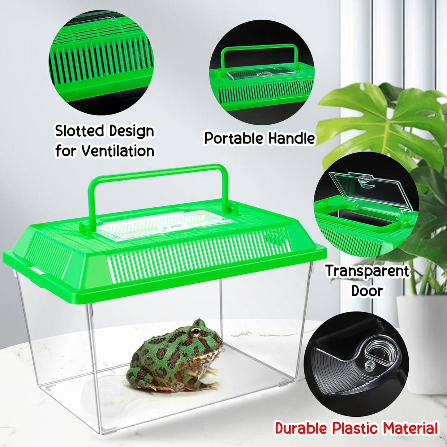12Pcs Plastic Reptile Terrariums Carrier Cage, Tarantula Enclosure Snake Breeding Box Hatching Container Transparent Fish Tank Turtle Aquarium with Random Color Lid for Lizards, L(8.7" x 5.5" x 5.9") - Pet Explorer