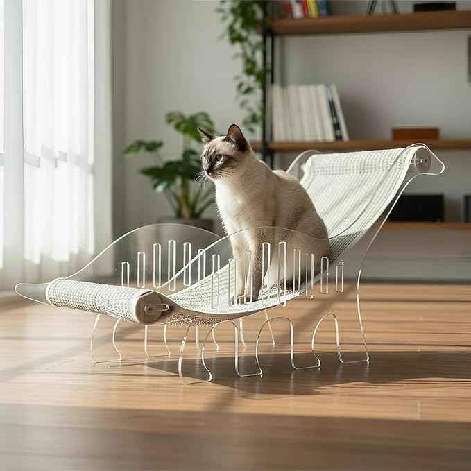 Cat bed for indoor cats cat scratcher bed adjustable acrylic pet bed and pet sofa with sisal - cute dinosaur shape for all small and medium-sized pets and small dog, pet furniture & pet hammock
