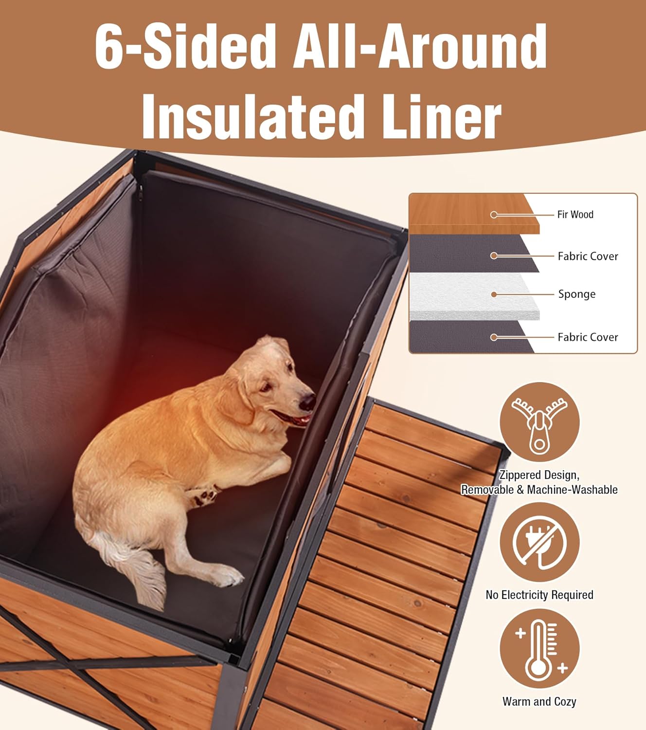 Extra Large Dog House Outdoor for Large Dogs, Insulated Dog House with Metal Frame, Waterproof Dog Shelter with Asphalt Roof, PVC Curtain & Multifunctional Patio, Indoor Outdoor Use - Pet Explorer