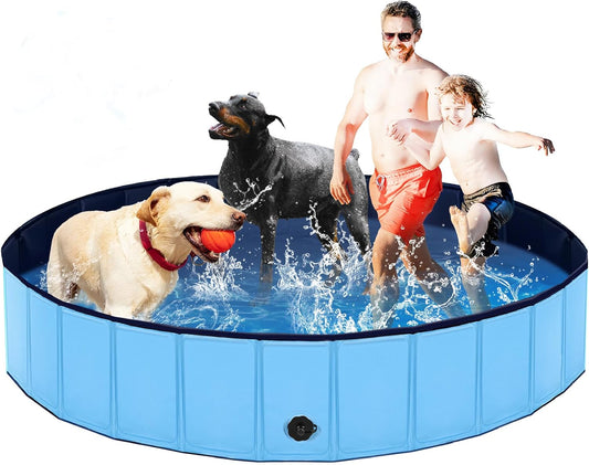 Foldable Dog Pool, Lexda Hard Plastic Shell Pet Swimming Pools for Large Dogs, Collapsible Plastic Pet Pool, Portable Bathing Tub for Dogs (79x12inch) - Pet Explorer