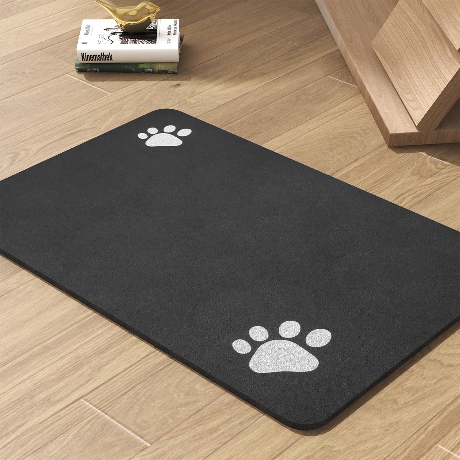 Pet Feeding Mat-Absorbent Dog Mat for Food and Water Bowl-No Stains Quick Dry Water Dispenser Mat-Dog Accessories Pet Supplies-Bowl for Messy Drinkers（Black,17"x34" - Pet Explorer