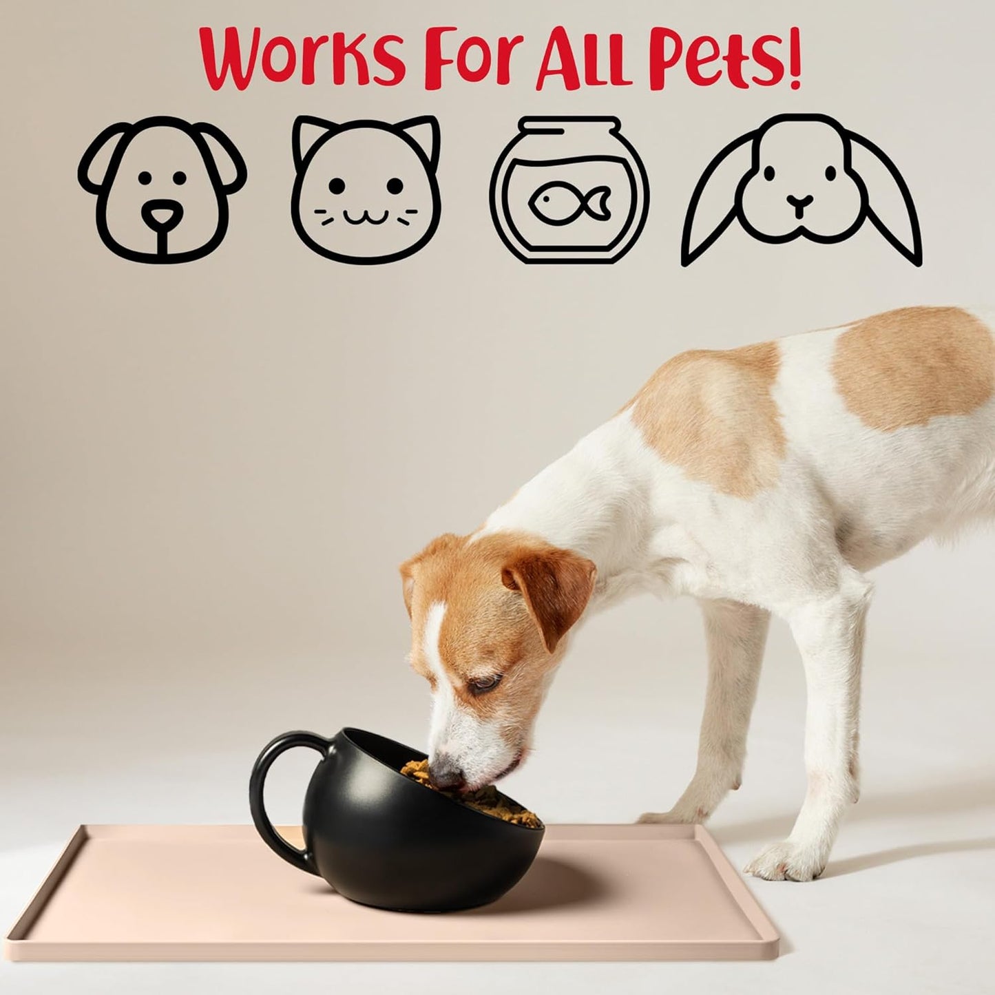 DogBuddy Dog Food Mat – Waterproof Dog Bowl Mat for Food and Water, Silicone Pet Feeding Mats for Floors, Non-Slip Placemat with High Edges for Dogs Bowls, Puppy Essentials (L: 24" x 16", Vanilla) - Pet Explorer