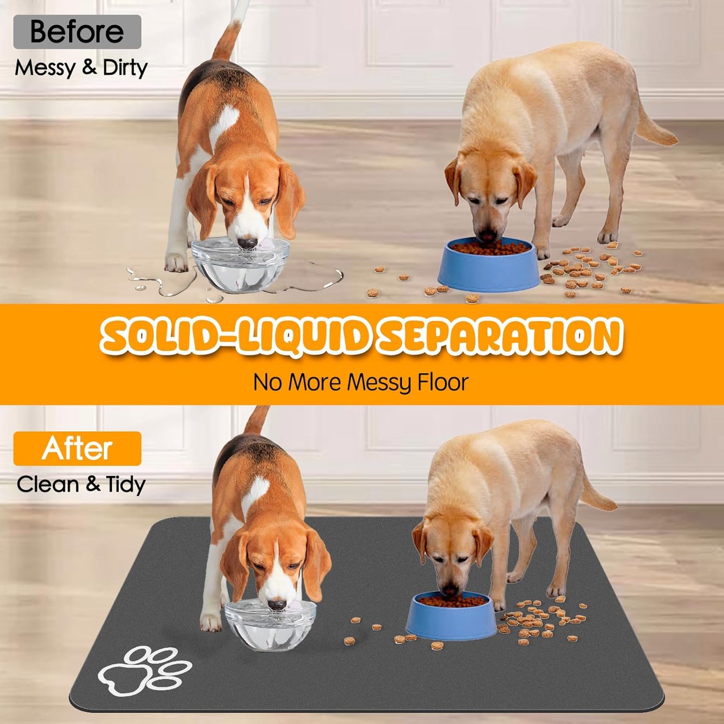 Dog Food Mat, 39.4"x31.5" Largest Absorbent Dog Mat for Food and Water, Non Skid Cat Bowl Mat, No Stains Quick Dry for Pet Water Dispenser Pet Supplies for Messy Drinkers - Pet Explorer