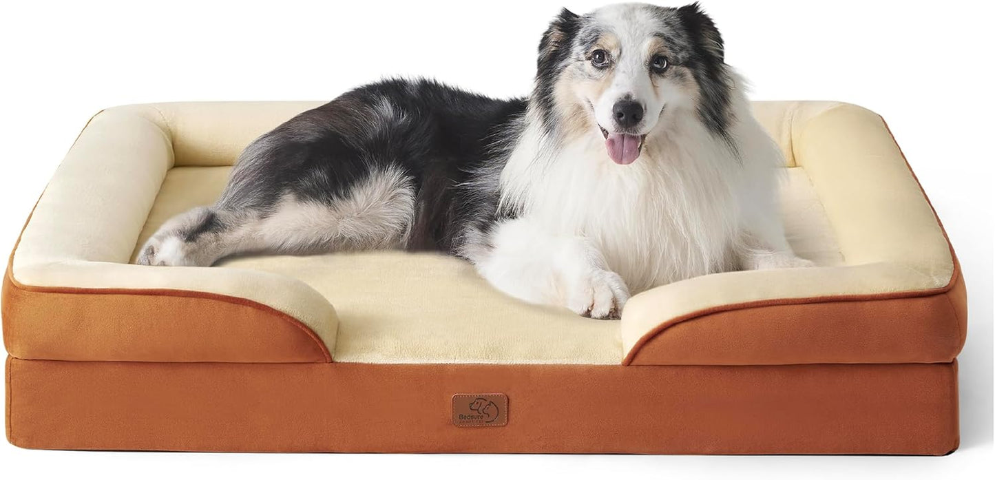 Bedsure XL Orthopedic Dog Bed for Extra Large Dogs - Washable XLarge Dog Cat Bed Waterproof, Comfort Dogs Couch Sofa with Washable Removable Cover, Pet Bed with Nonskid Bottom, Ember Clay, 42" - Pet Explorer