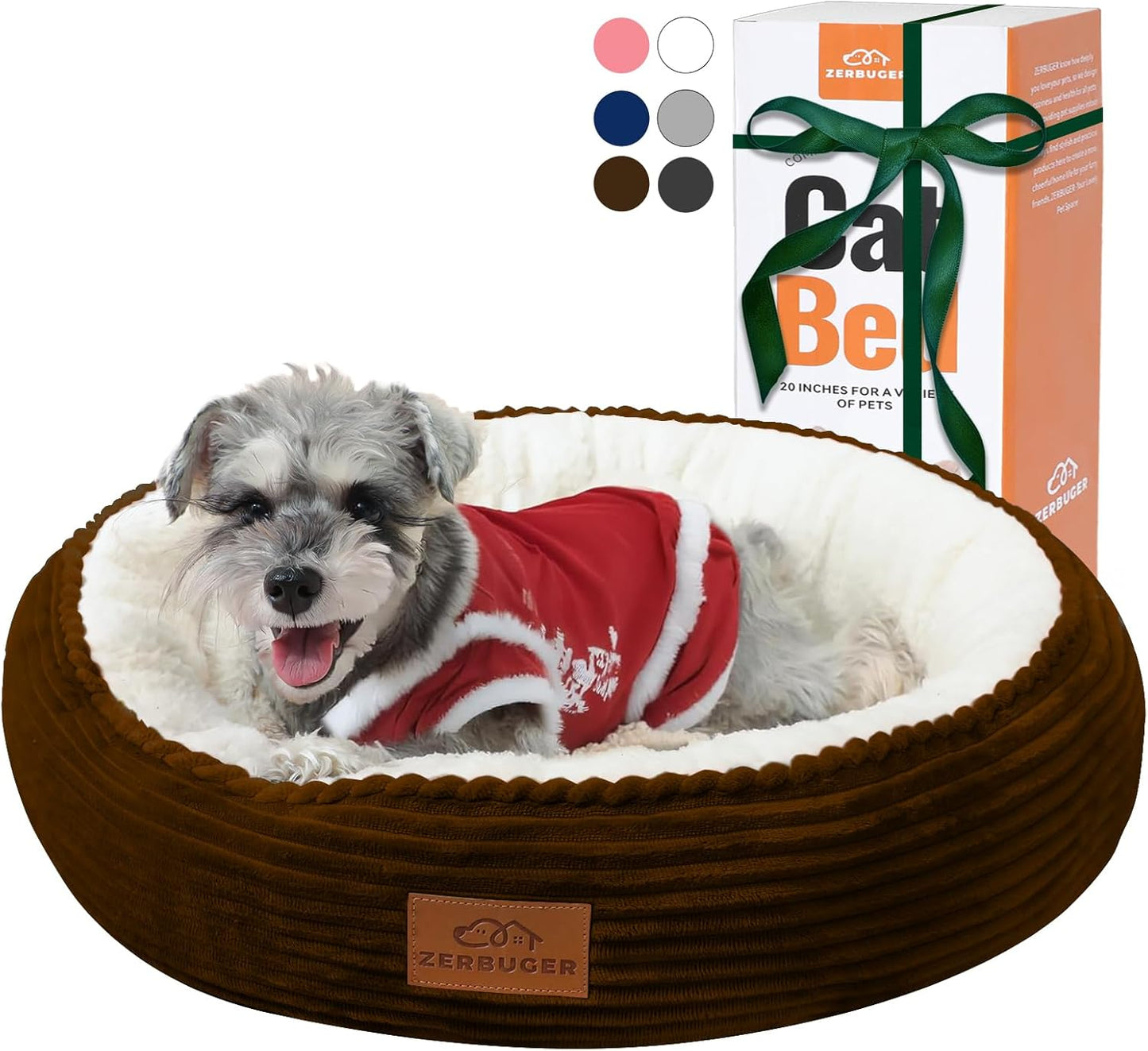 23in Round Cat Dog Bed for Large Medium Small Dogs Cats, Machine Washable Sleeping Sofa, Non-Slip Bottom Breathable Soft Calming Pet Cuddler for Indoor/Outdoor/Car/Cage, Brown - Pet Explorer