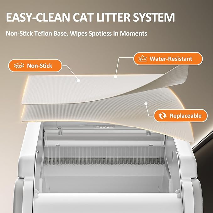 Open-Top Automatic Litter Box Self Cleaning Cat Litter Box Self-Cleaning Robot for Large Cats with Safety Sensors and APP Control