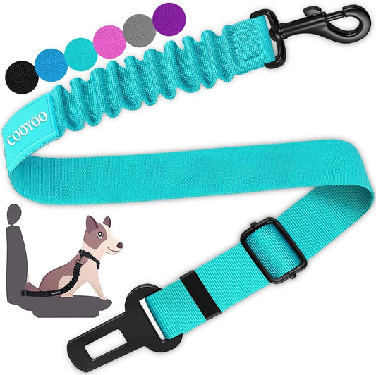 COOYOO Dog Seat Belt,Retractable Dog Car Harness Seat Belt for Car Adjustable Nylon Pet Safety Seat Belts Heavy Duty & Elastic Bungee Buffer - Pet Explorer