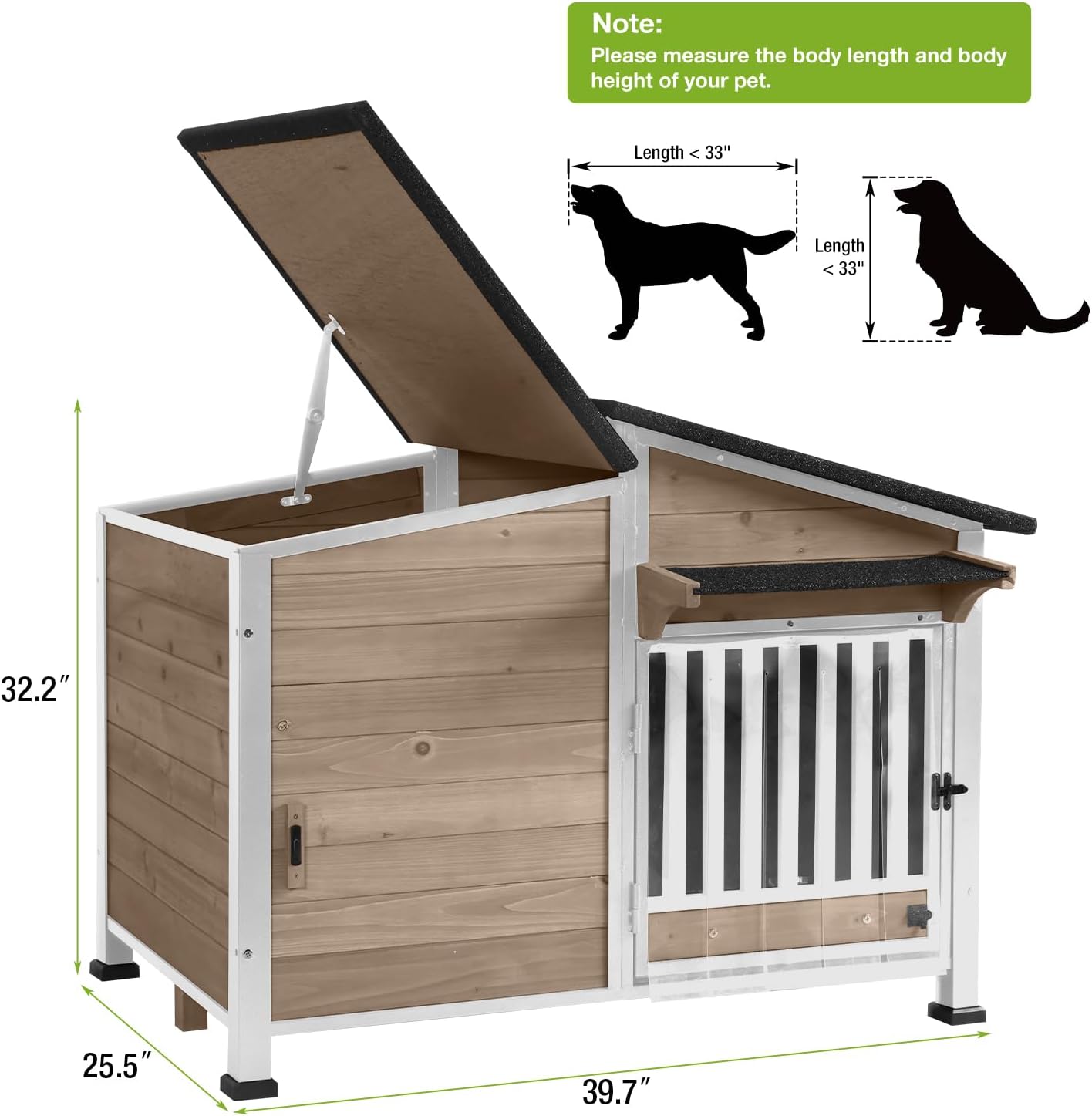 Dog House Outdoor with Bowls Weatherproof Dog Kennel with Anti-Chewing Iron Frame Dog Shelter for Small Medium Dogs(Light Brown) - Pet Explorer