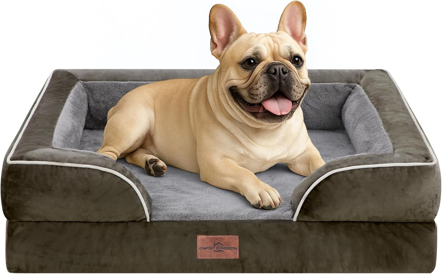 Comfort Expression Small Dog Beds Waterproof Orthopedic Foam Dog Sofa Beds for Medium Dogs Comfy Pet Bed with Washable Removable Cover & Non-Slip Bottom(Small,Dark Green) - Pet Explorer