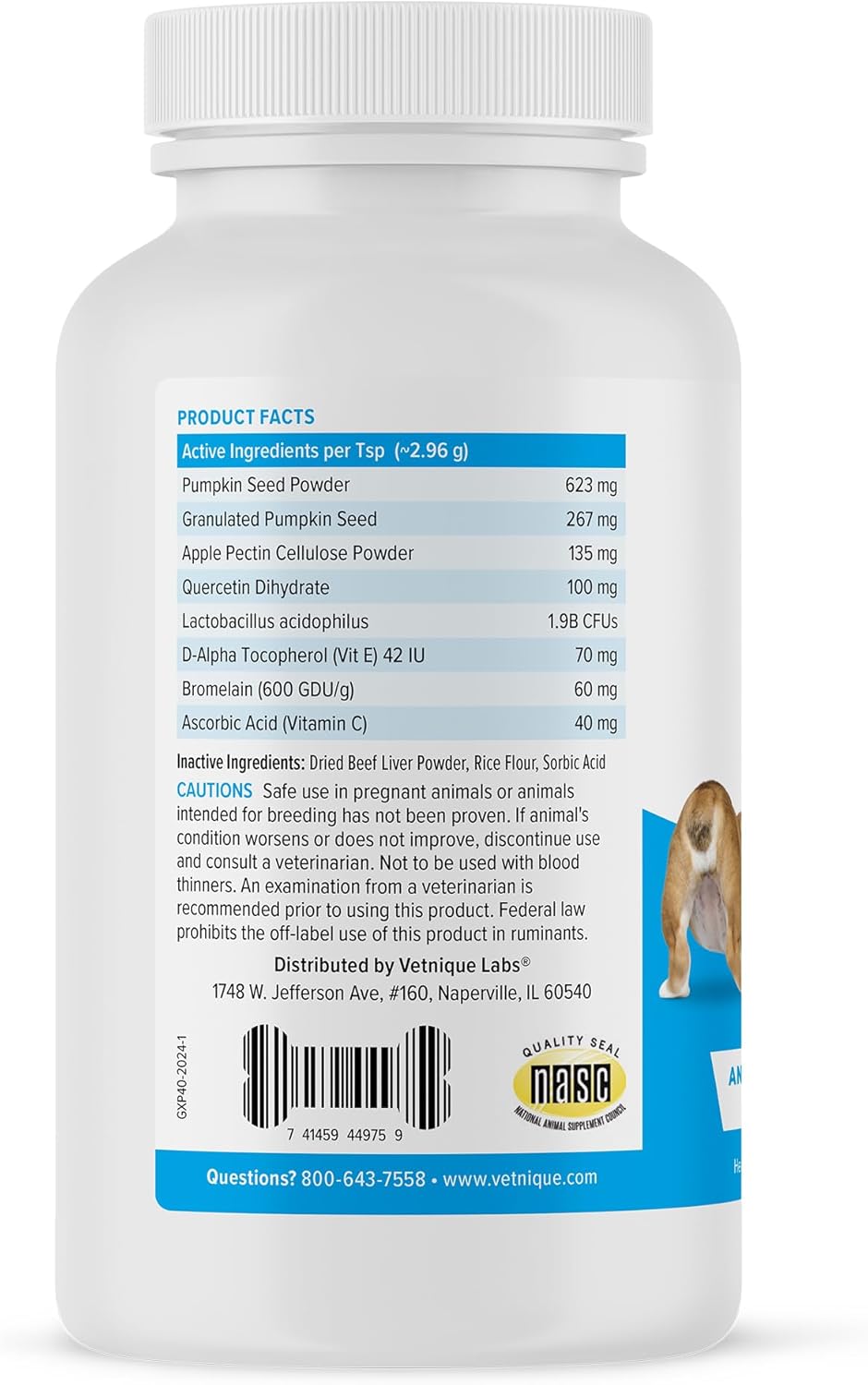 Vetnique Labs Glandex Dog Fiber Supplement Powder for Anal Glands with Pumpkin, Digestive Enzymes & Dog Probiotics for Digestive Health - Vet Recommended - Boot The Scoot (Beef Liver, 4.0oz Powder) - Pet Explorer