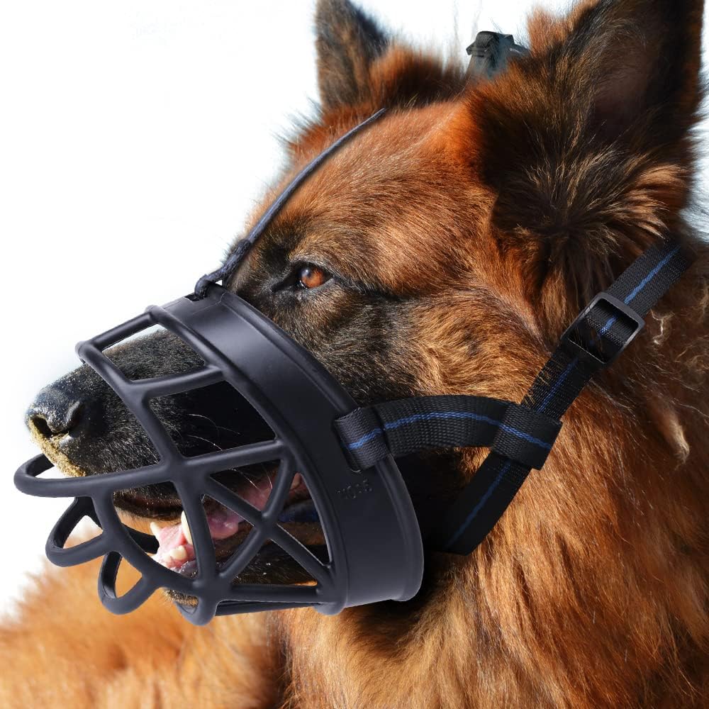 Dog Muzzle, Breathable Basket Muzzles for Small, Medium, Large and X-Large Dogs, Prevent Barking, Biting, Chewing Dog Mouth Cover - Pet Explorer