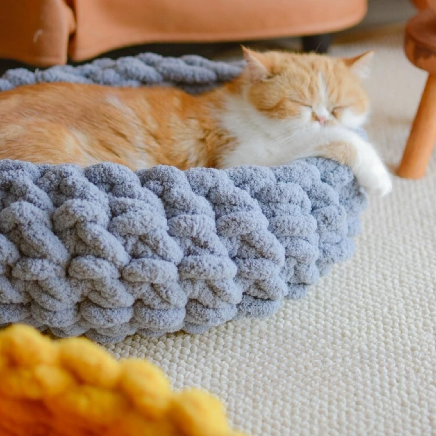 Cat Nest Bed – Premium Handwoven Washable Extra Soft Round Cave House for Indoor Kitten & Kitty, Small & Large (Grayish Blue,Medium) - Pet Explorer