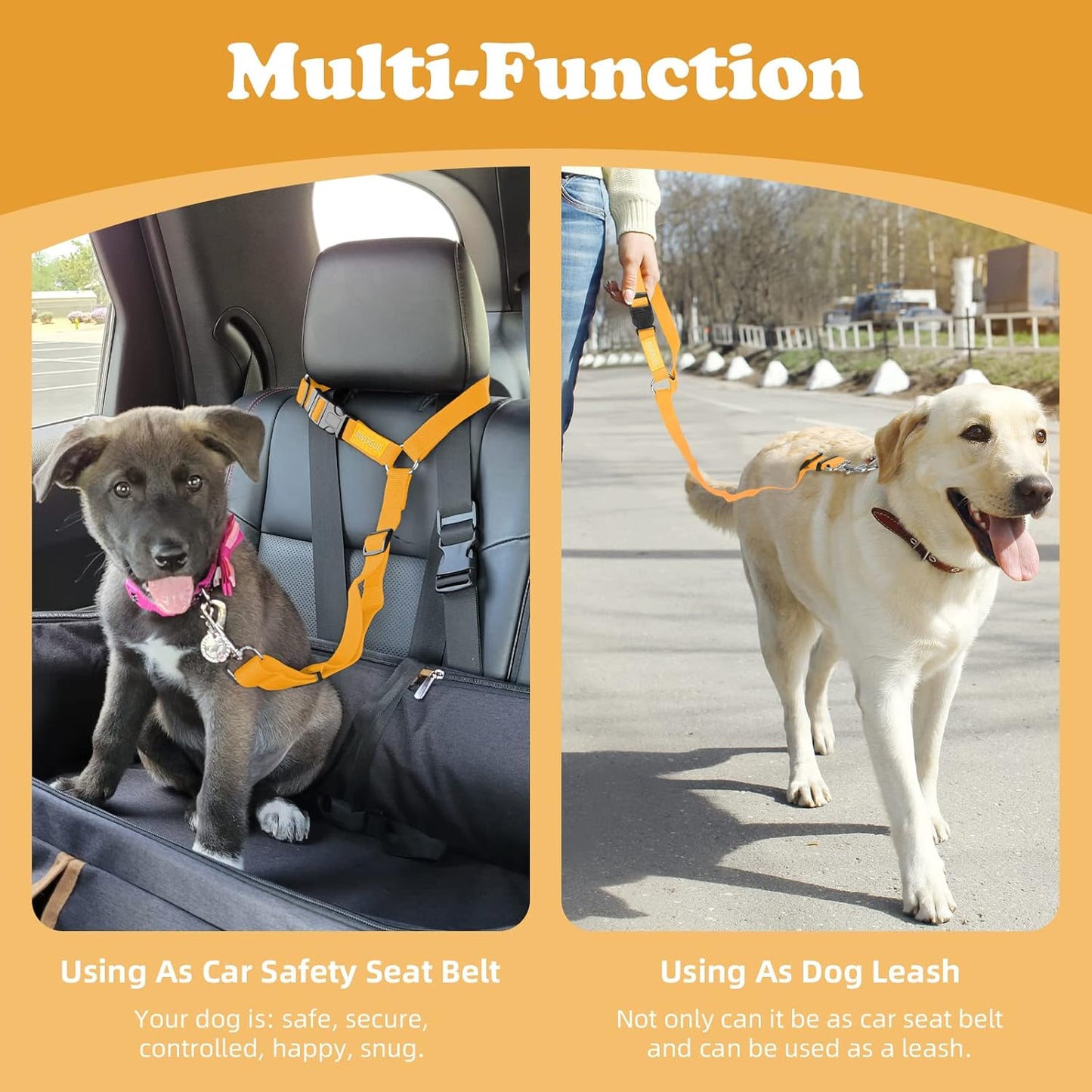 BWOGUE Pet Dog Cat Seat Belts, Car Headrest Restraint Adjustable Safety Leads Vehicle Seatbelt Harness (1 Pack) - Pet Explorer
