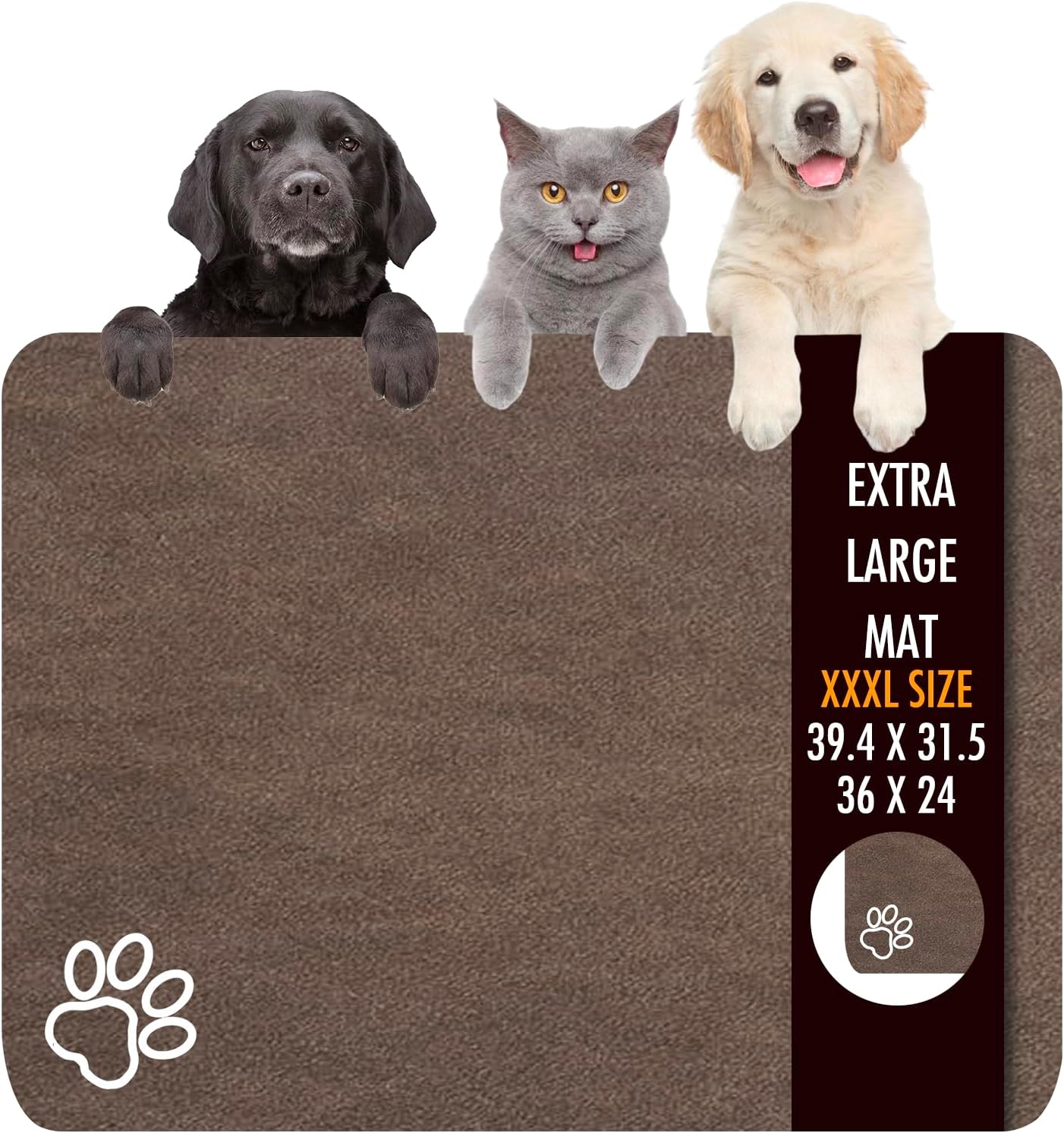 Dog Food Mat, 39.4"x31.5" Largest Absorbent Dog Mat for Food and Water, Non Skid Cat Bowl Mat, No Stains Quick Dry for Pet Water Dispenser Pet Supplies for Messy Drinkers - Pet Explorer
