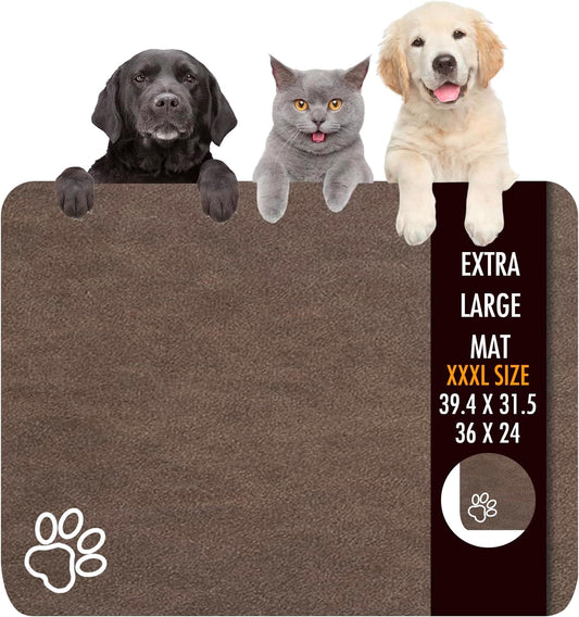 Dog Food Mat, 36" x 24" Extra Large Absorbent Dog Mat for Food and Water, Non Skid Cat Bowl Mat, No Stains Quick Dry for Pet Water Dispenser Pet Supplies for Messy Drinkers - Pet Explorer