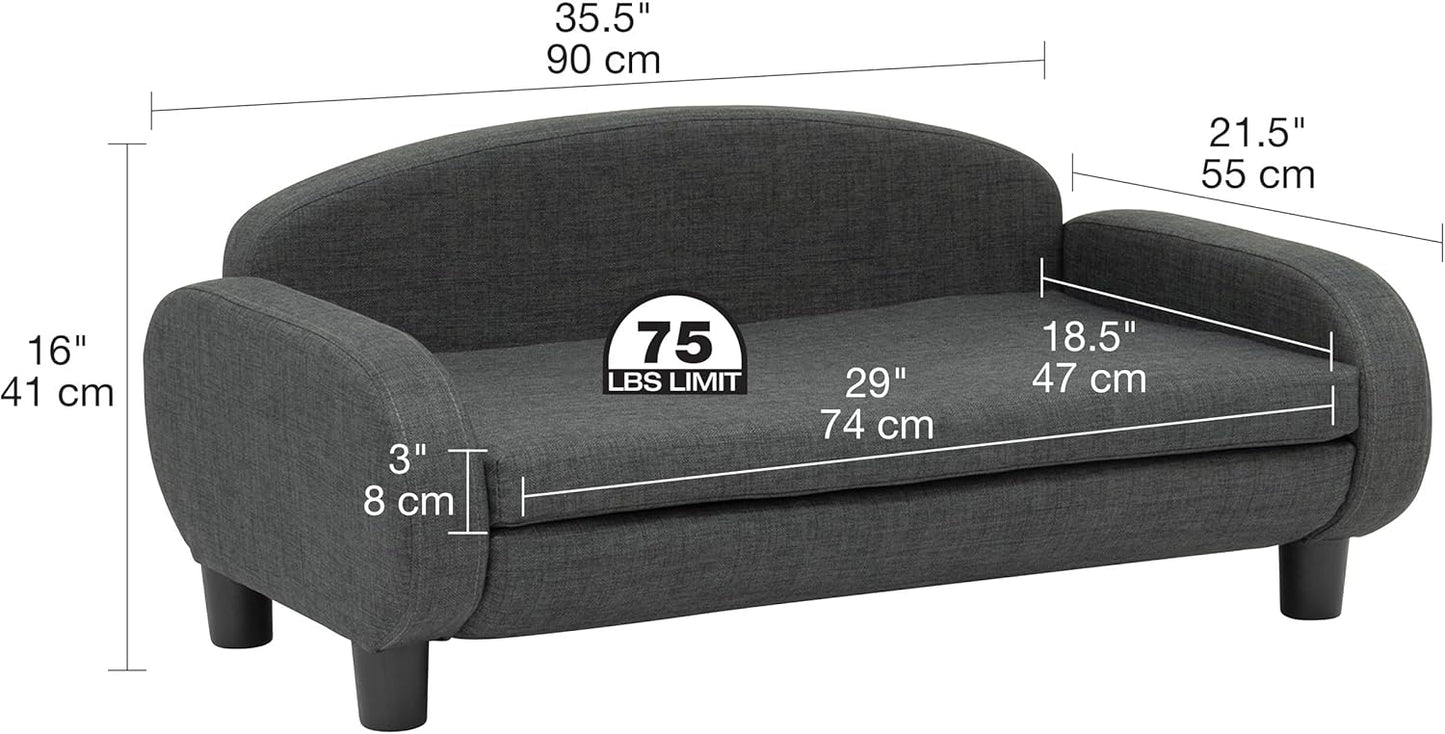 Paws & Purrs Multi-Cat Sofa Elevated Pet Bed for Indoor Cats Raised Cats Couch with Removable Washable Mattress Cover for Kittens, Dogs - 35.5" Wide, Gray - Pet Explorer