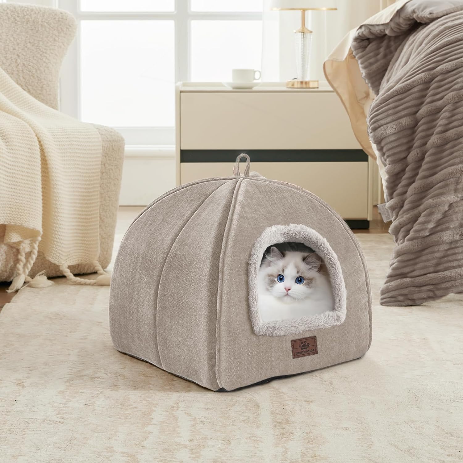 Cat Bed for Indoor Cats - Cat Cave Cat House Cats Tent with Removable Washable Cushioned Pillow, Soft and Self Kitten beds - Pet Explorer