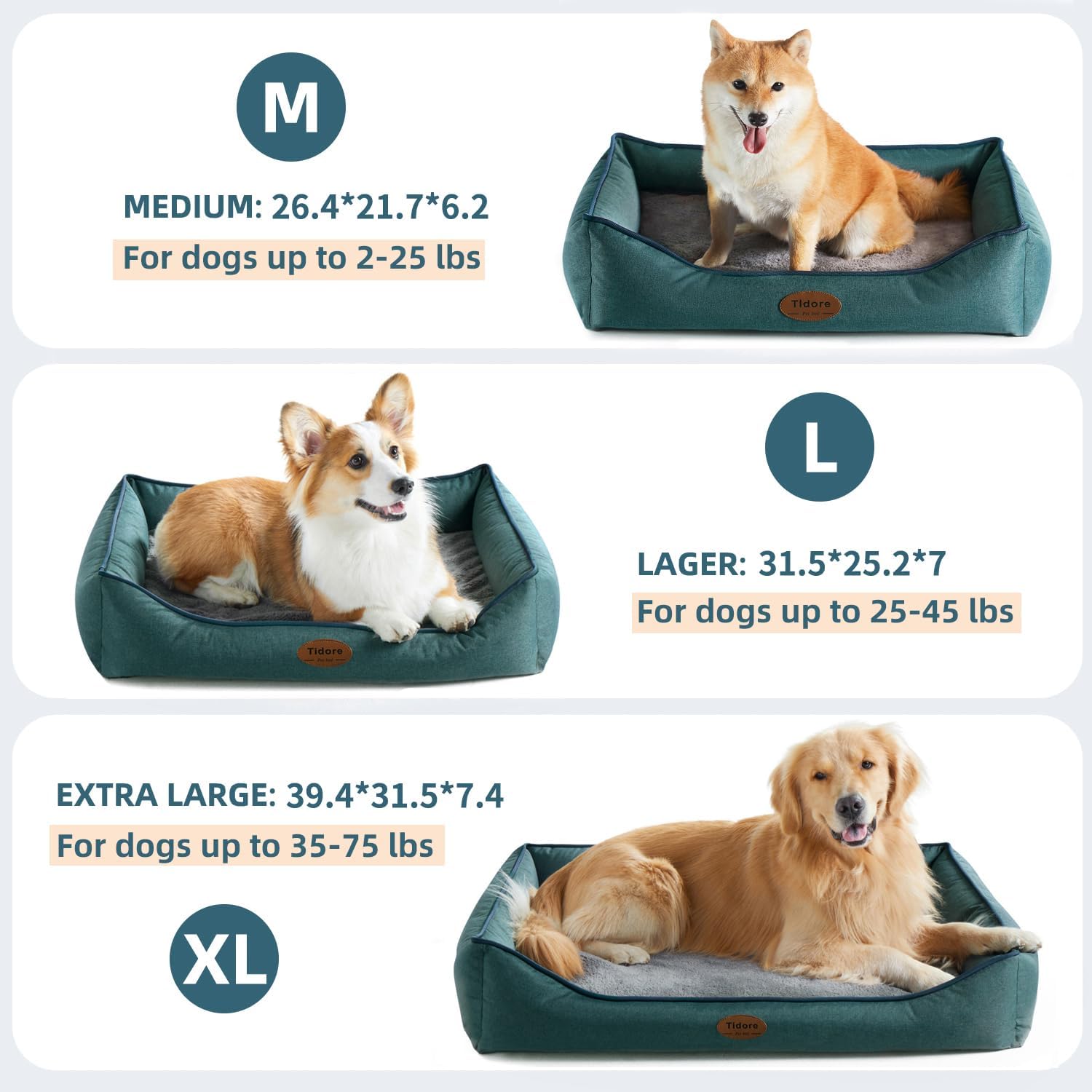 Orthopedic Dog Beds for Medium Dogs, Durable Egg Crate Foam Sofa Dog Bed wit Washable Removable Cover,Waterproof Lining,Pet Bed for Large Dogs (Olive Green, 26.4" L x 21.7" W x 6.2" Th) - Pet Explorer