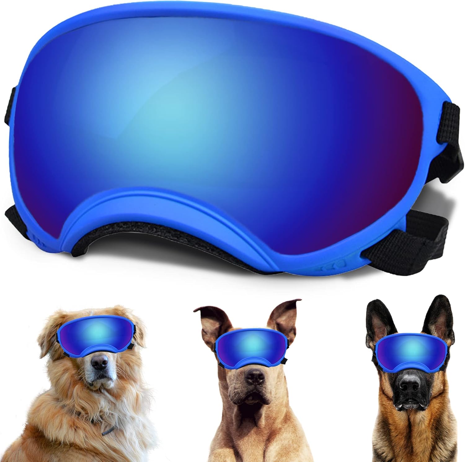 Large Dog Sunglasses with Adjustable Strap UV Protection, Winproof Dog Puppy Sunglasses, Suitable for Medium-Large Dog Pet Glasses, Dogs Eyes Protection(Colorful) - Pet Explorer