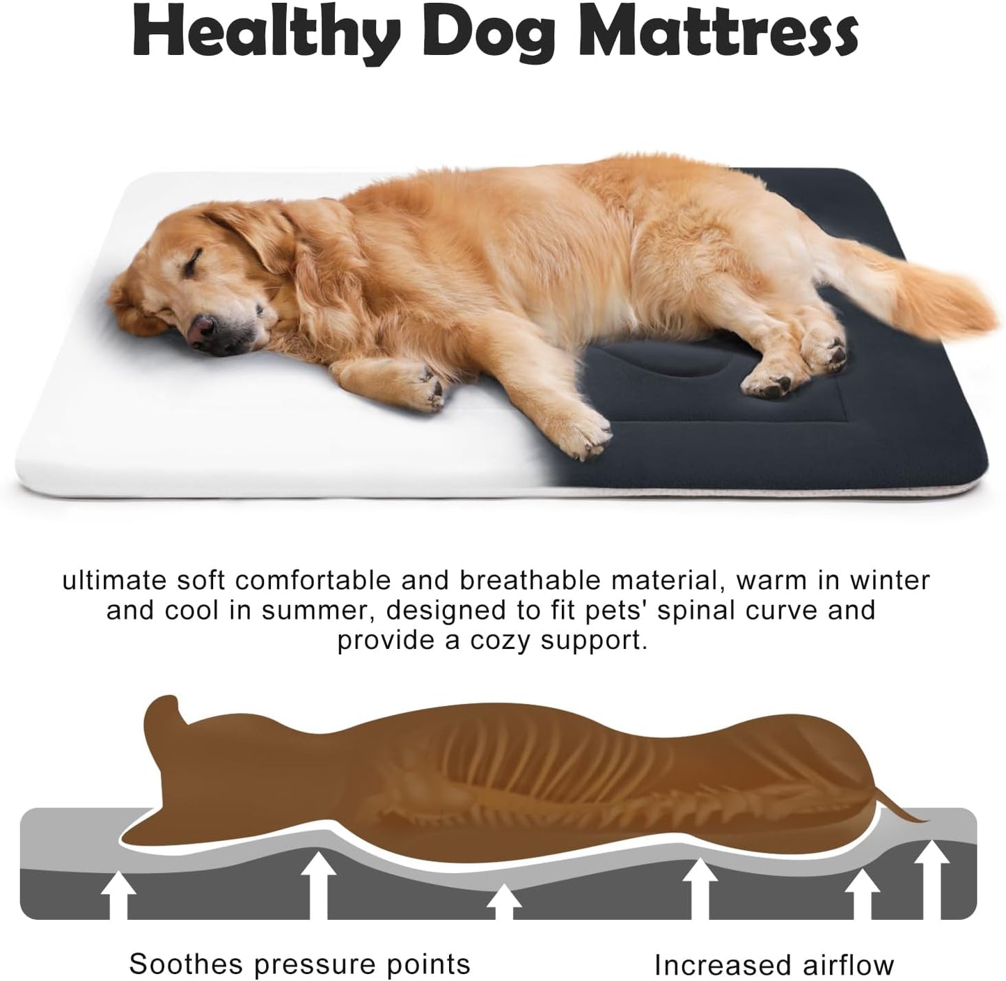 JoicyCo Large Dog Bed Soft Dog Crate Pad Mat 42 in Non-Slip Bottom Washable Dog Sleeping Mattress Pet Beds Cat Bed Kennel Pad, Dark Gray - Pet Explorer