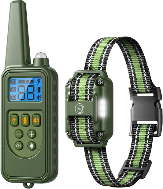 Dog Shock Collar, Electronic Dog Shock Collar with Shock, Beep, Vibration, Dog Training Collar with Remote, Light, Waterproof Rechargeable, 2600ft Dog e-Collar for Small Medium Large Dogs - Pet Explorer