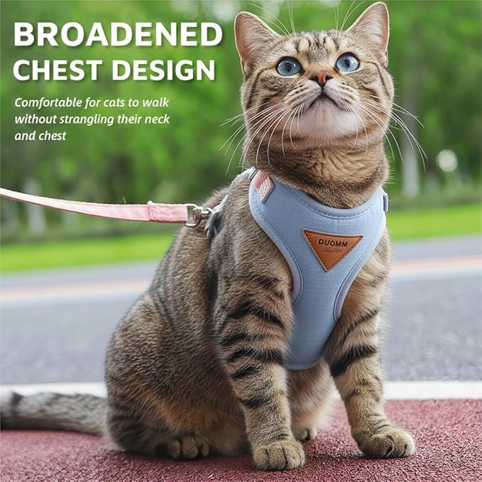 Escape-Proof Cat Harness and Leash Set - Adjustable and Comfortable - Ideal for Walking Cat Outdoors - Fits Small Dogs, Kittens, Medium, and Large Cats (Blue, XS)