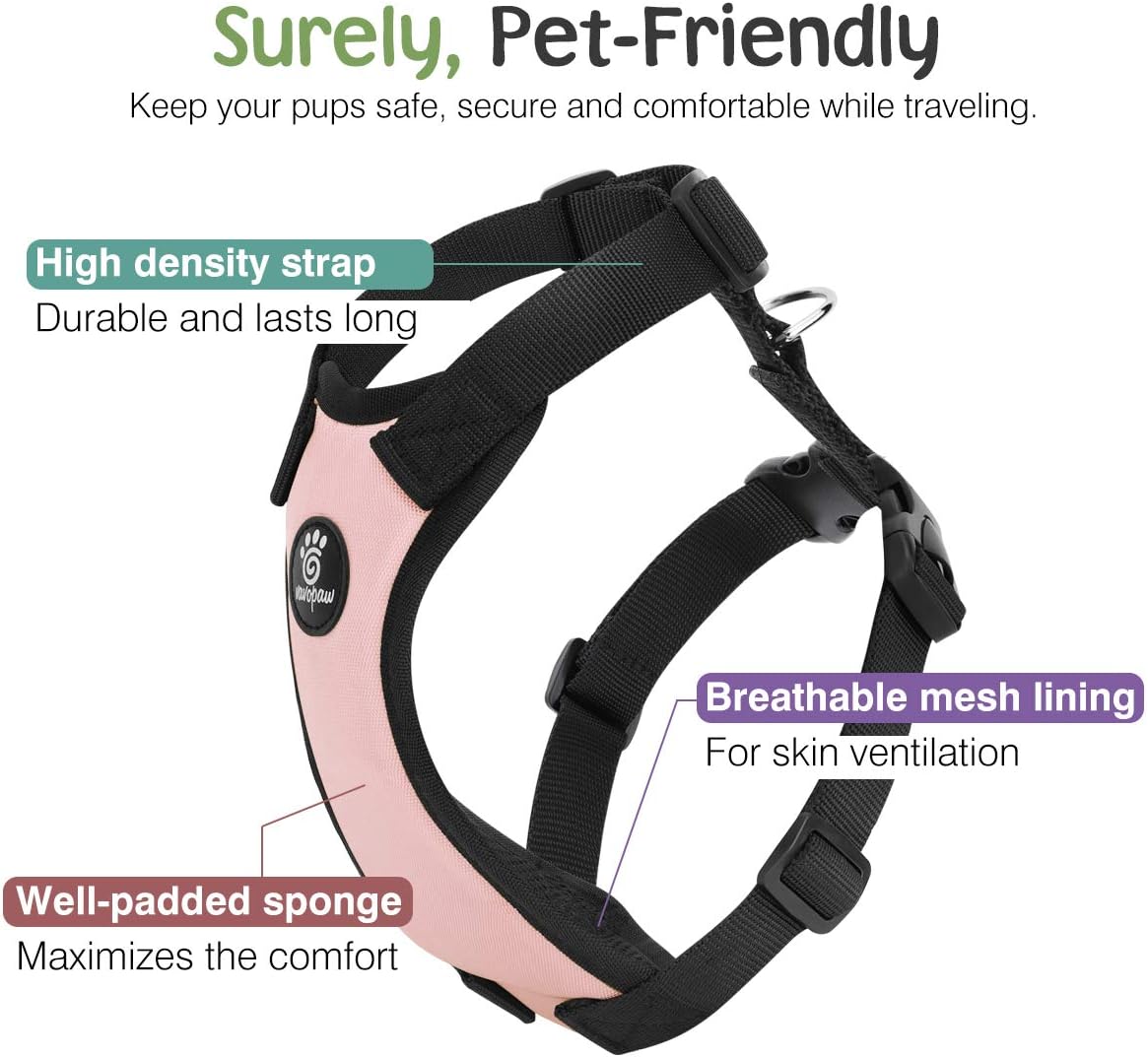 Dog Seat Belt, Safety Vest Dog Car Harness with Adjustable Buckle Dog Seat Belt for Vehicle Nylon Pet Safety Seat Belts Heavy Duty(XL, Pink) - Pet Explorer