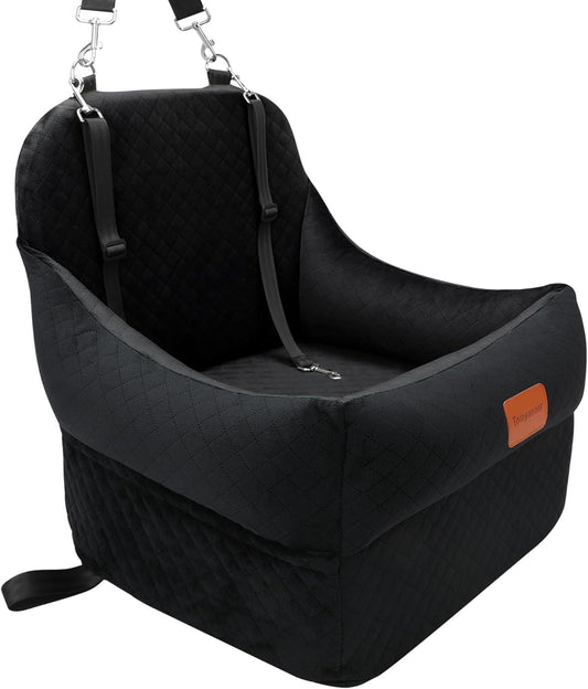 Dog Car Seat-Dog Booster Car Seat with 7''Interior Height,Pet Travel Car Seat with 2 Safety Leashes,Car Dog Seat Restraint Small/Medium Dog up to 35 lbs,Detachable Washable,Easy to Install(H-Black) - Pet Explorer
