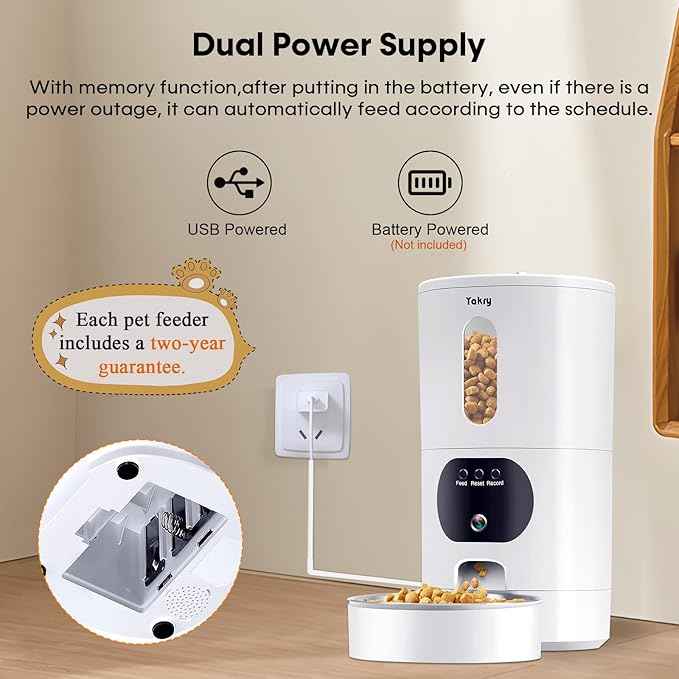 Automatic Cat Feeders Camera 5G: WiFi Easy to Clean Timed Smart Dog Food Dispenser 2-Way Audio Memory Function Pet Feeder HD 1080P Video Record APP Control Dry Food Clear Night Vision Yakry