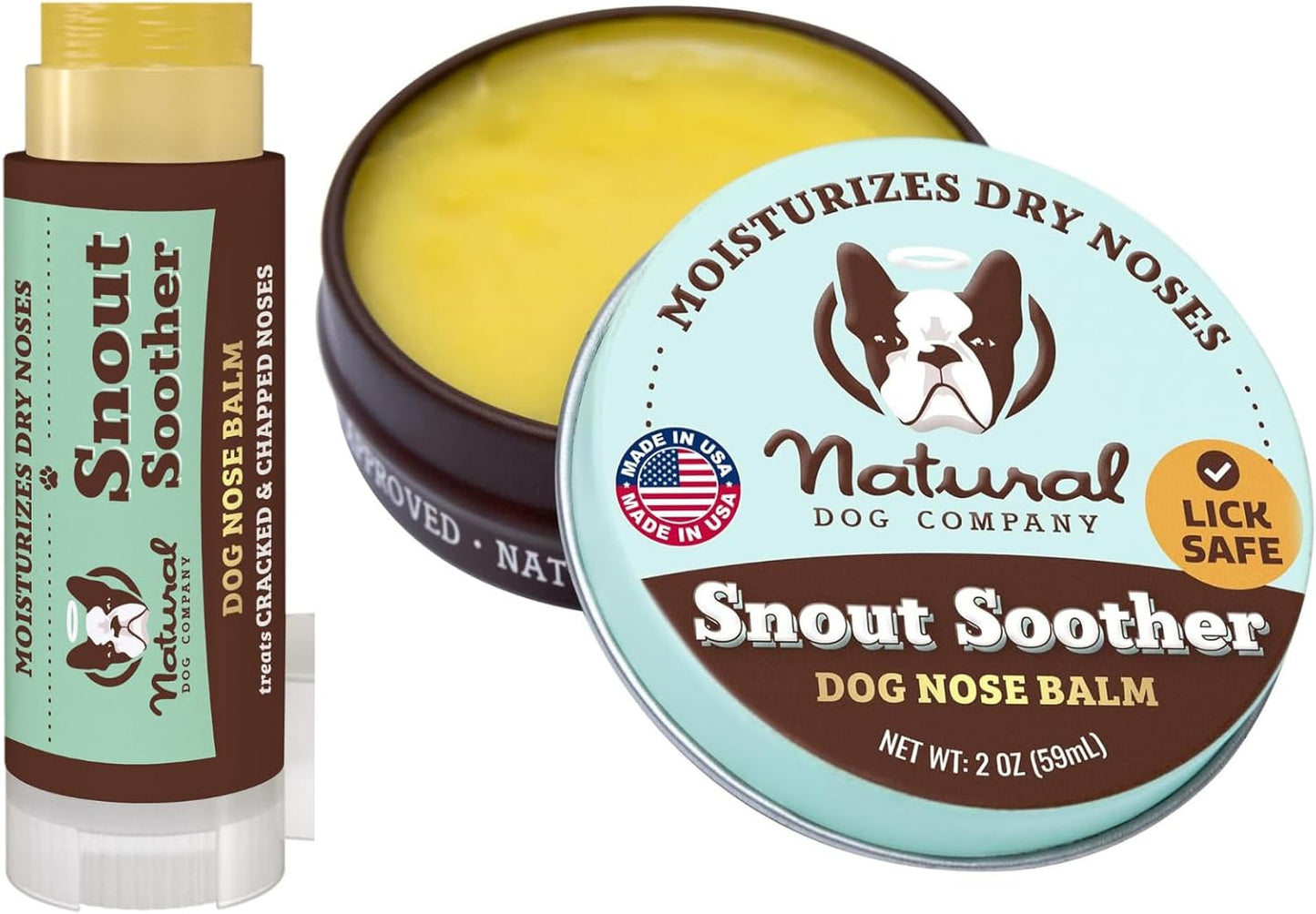 Natural Dog Company Snout Soother Bundle, Includes 2oz Tin + 0.15oz Stick, Dog Nose Balm for Chapped, Crusty and Dry Dog Noses, Organic, All Natural Ingredients, Packaging May Vary - Pet Explorer