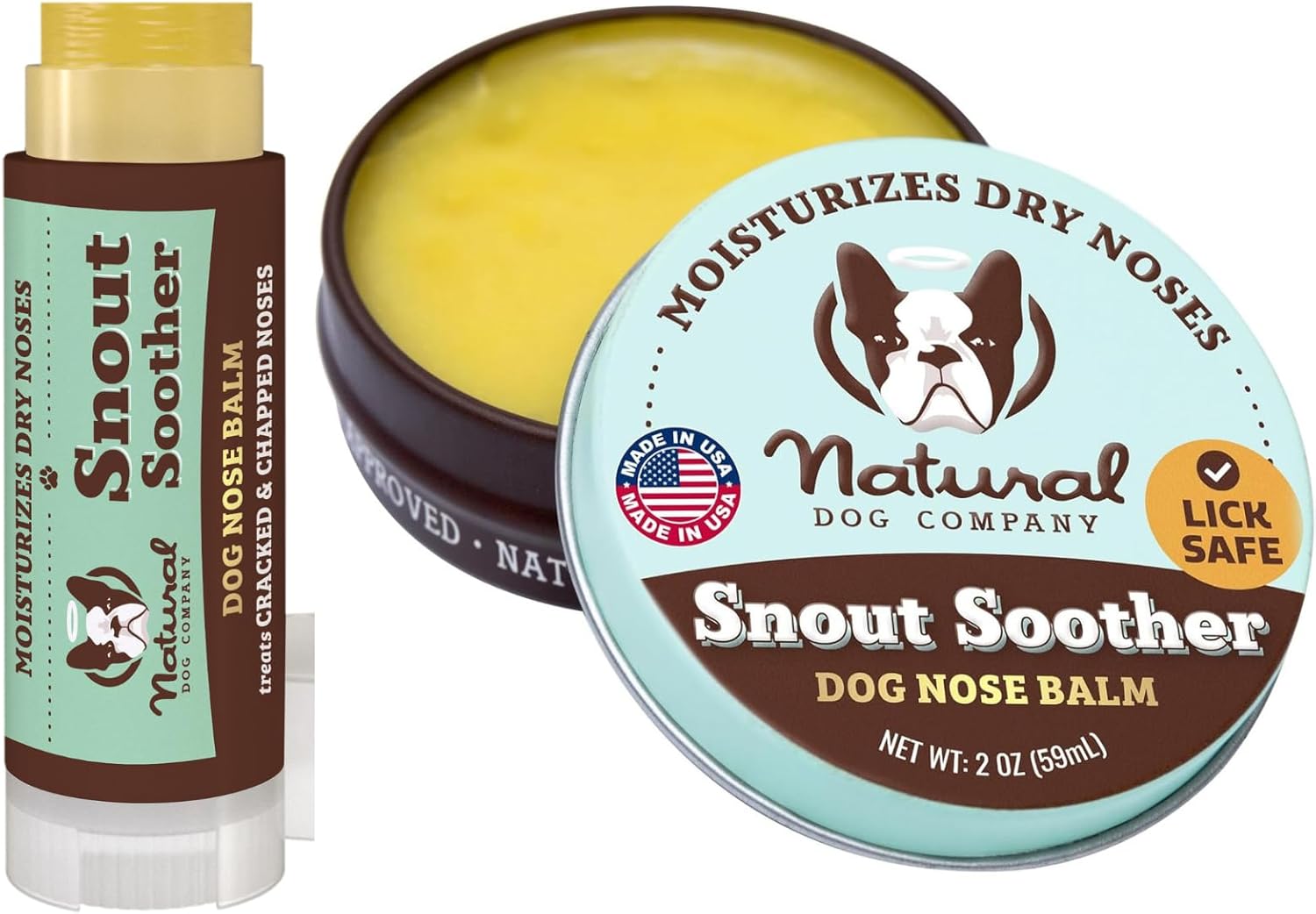 Natural Dog Company Snout Soother Bundle, Includes 2oz Tin + 0.15oz Stick, Dog Nose Balm for Chapped, Crusty and Dry Dog Noses, Organic, All Natural Ingredients, Packaging May Vary - Pet Explorer