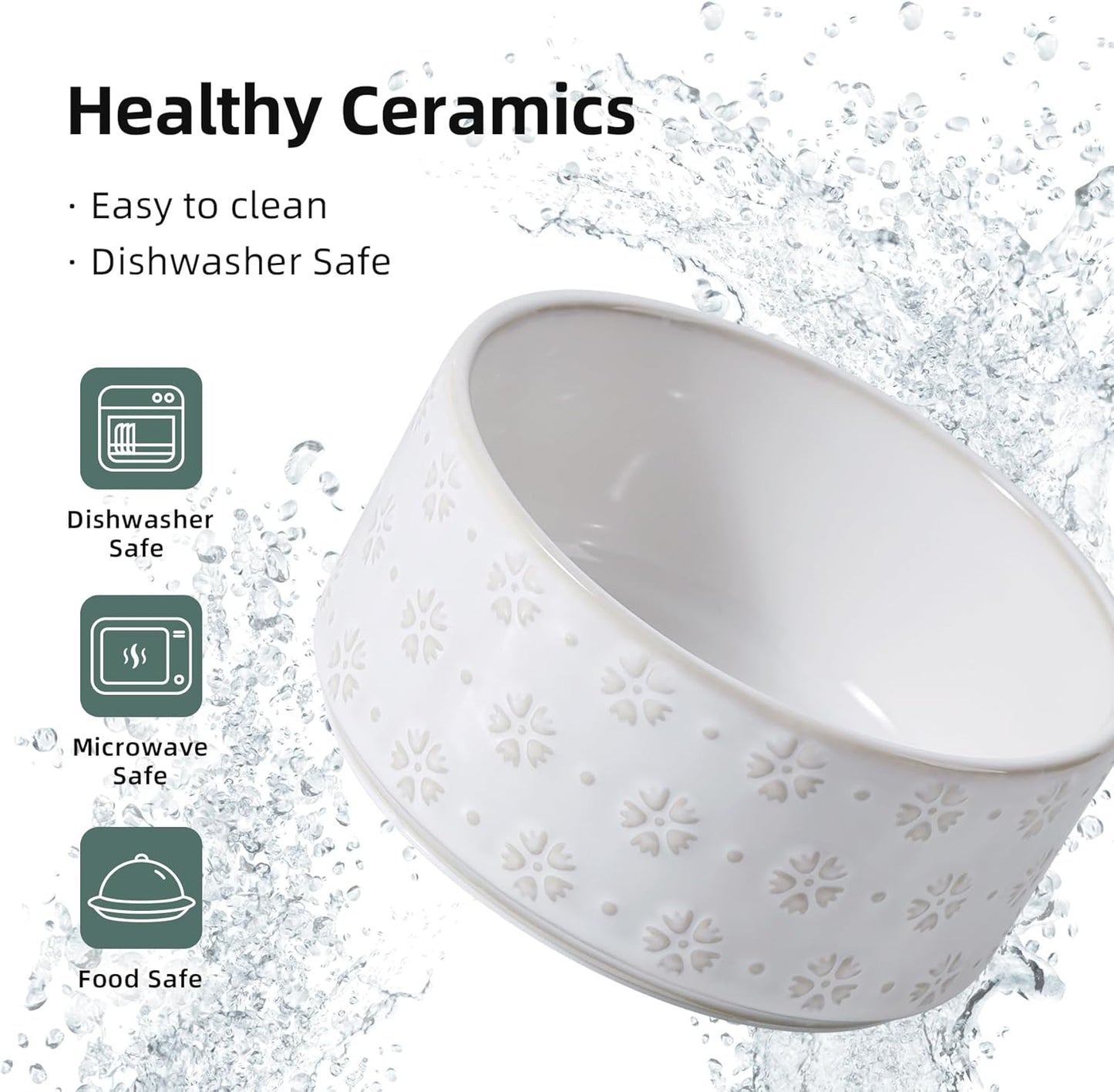 6.1inch Ceramic Dog Bowls, Food and Water Bowl for Small Breed Dogs, Weighted Dog Dishes(Single Bowl, Arctic White) - Pet Explorer