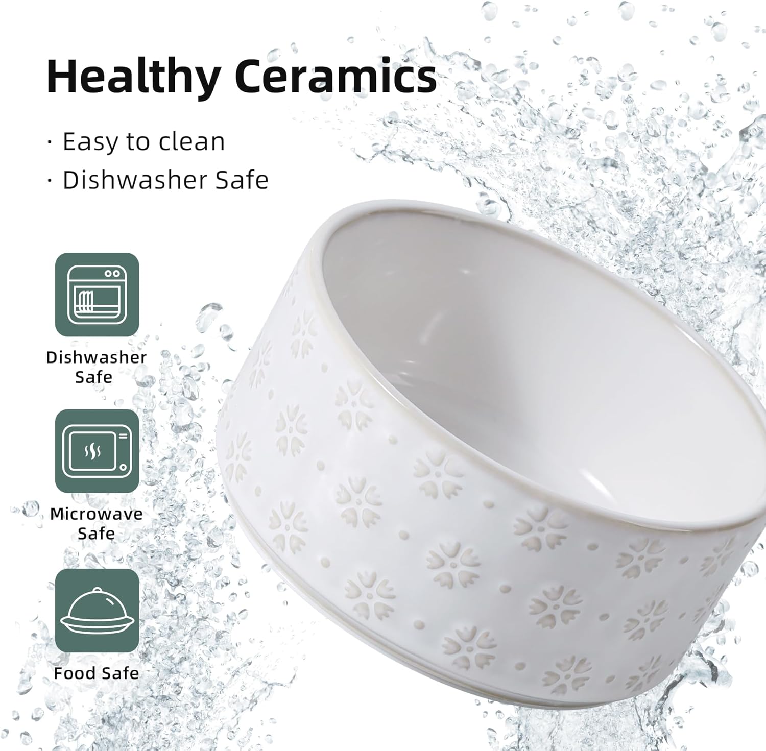 6.1inch Ceramic Dog Bowls, Food and Water Bowl for Small Breed Dogs, Weighted Dog Dishes(Single Bowl, Arctic White) - Pet Explorer
