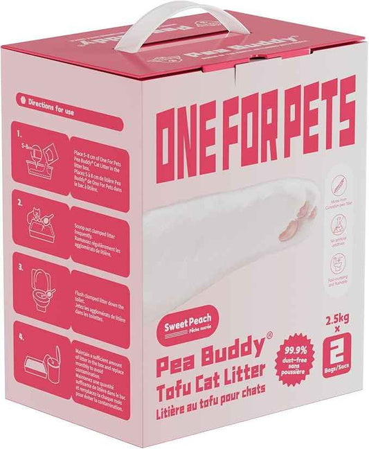 Pea Based Tofu Cat Litter, Dust Free Cat Litter, Low Tracking, and Natural Odor Control, Flushable (2 Bags, Sweet Peach)