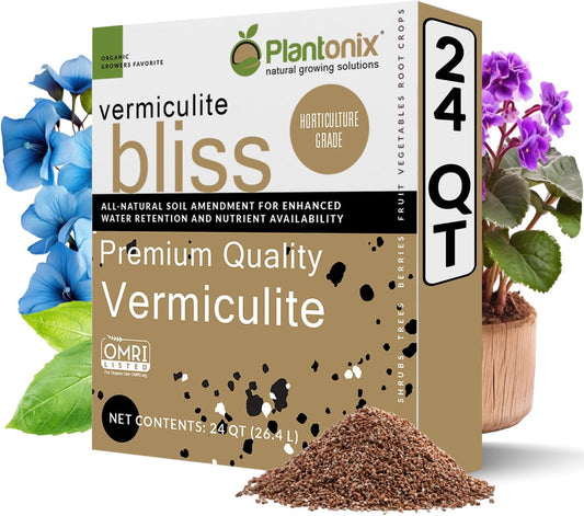 Vermiculite Bliss (24 Qts) - Organic Vermiculite for Gardening - Fine Grade Vermiculite for Plants - 100% Natural Soil Amendment for Plants, Potting Soil, Garden Soil, Perlite, & Seed Starting Mix - Pet Explorer