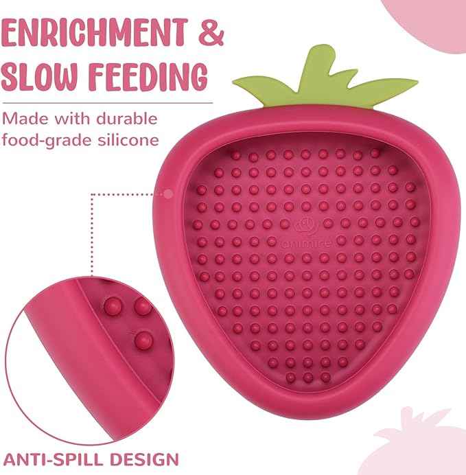 Freeze Dog Lick Bowl, Animire Non-Slip Slow Feeder Lick Mat for Dogs, Silicone Dog Enrichment Bowl for Distraction Anxiety Relief Boredom, BPA Free, Dishwasher Safe(Rose,S)