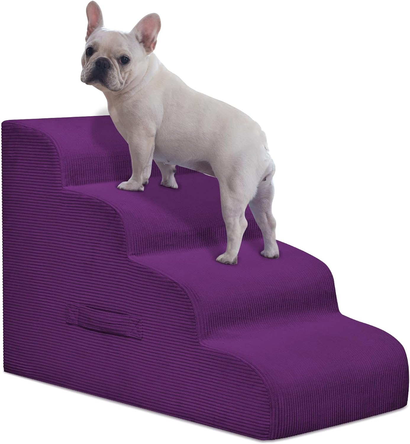 Dog Steps for Small Dogs, 4-Step Dog Ramp and Stairs for High Beds and Sofa, Non-Slip Pet Stairs Removable and Easy to Clean Cover, Purple - Pet Explorer