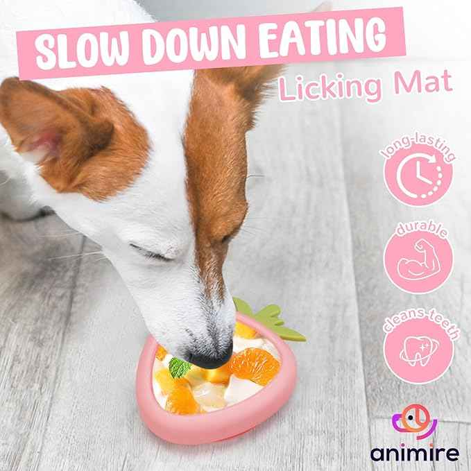 Freeze Dog Lick Bowl, Animire Non-Slip Slow Feeder Lick Mat for Dogs, Silicone Dog Enrichment Bowl for Distraction Anxiety Relief Boredom, BPA Free, Dishwasher Safe(Pink,S)