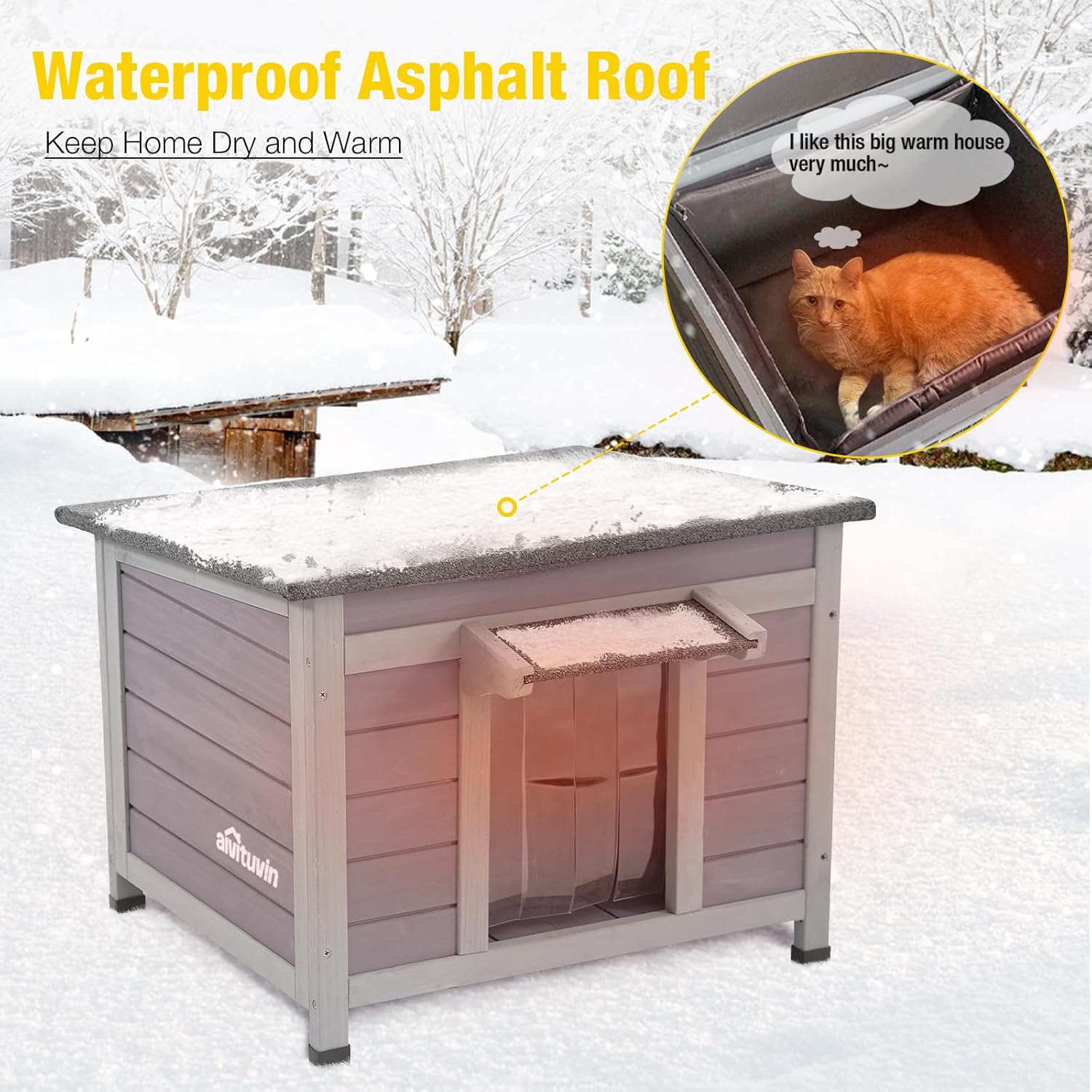 Cat House for Outdoor Cats Insulated Feral Kitty Shelter with Warm Liner for Winter Waterproof Rabbit Hutch for Bunnies,Cats - Pet Explorer