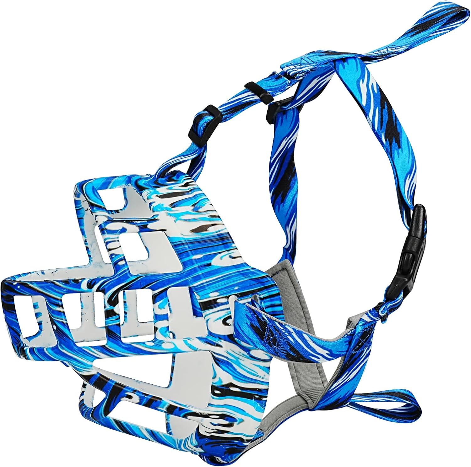 Basket Muzzle to Prevent Biting, Dog Muzzle for Large Medium Small Dogs Allows Panting Drinking Anti Chewing, Perfect for Grooming Trimming Training and Aggressive Reactive Dogs (Blue, Size 6) - Pet Explorer