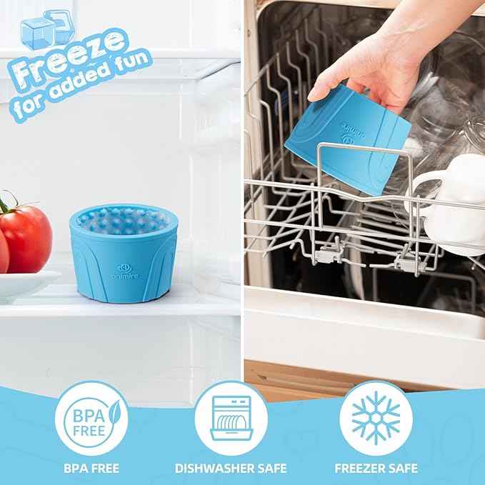 Dog Slow Feeder Lick Bowl, Anxiety Relief Dog Licking Mat Treat Dispenser, Non-Slip Anti-Choking Slow Eating Lick Bowl for Small Medium and Large Breed Dogs, BPA Free Silicone (M-L)