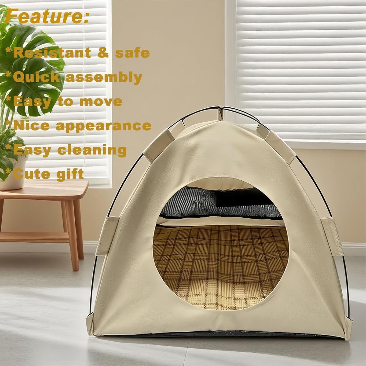 BreezyDen Pop-Up Pet Tent – Portable Hideaway for Cats & Small Dogs, Portable Indoor/Outdoor Pet Tent House with Mesh Window, Waterproof, Breathable, Scratch-Resistant, Fully Washable (Gray,L) - Pet Explorer